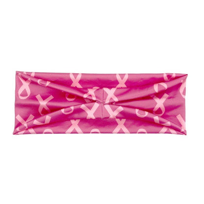 Breast Cancer Awareness Stretchy Headband for Women Girls Pink Ribbon Head Bandana Non-Slip Knotted Headbands Elastic Wide Cancer Survivor Sweatband Workout Sport Yoga Running Hair Accessories 3PCS