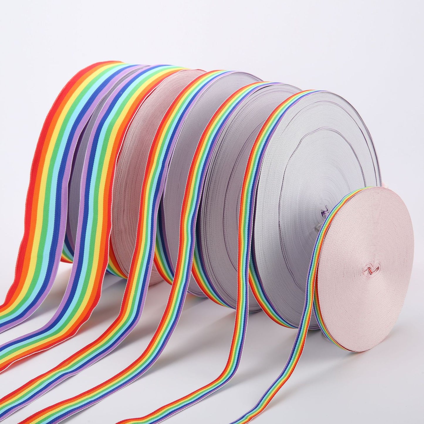 Rainbow Webbing Medal Lanyards Neck Straps Trimming Accessories for Bags and Garments Polyester Plain Weave Striped Color-Striped Webbing Wholesale