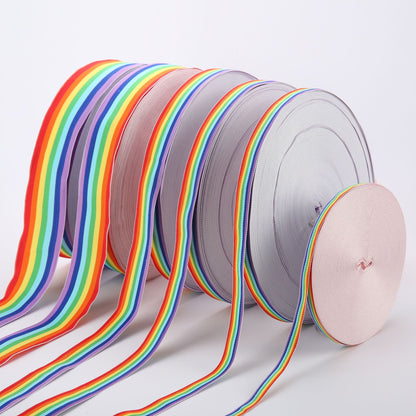 Rainbow Webbing Medal Lanyards Neck Straps Trimming Accessories for Bags and Garments Polyester Plain Weave Striped Color-Striped Webbing Wholesale