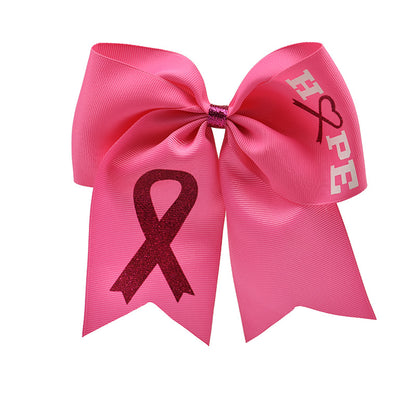 Breast Cancer Awareness 7 Inch Cheer Bow Pink Cheer Bows Large Pink Ribbon Hair Bows Hair Tie Ponytail Holder Hair Accessories for Breast Cancer Month