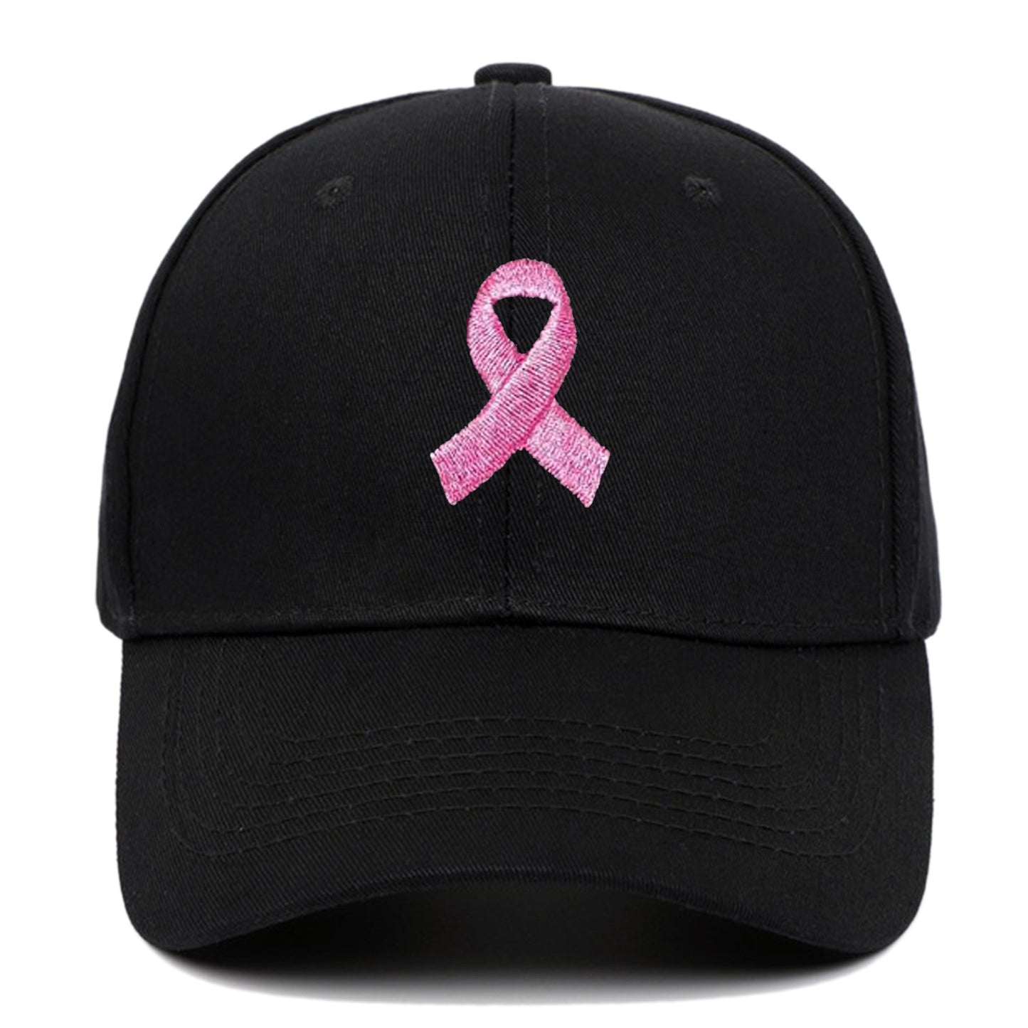 Breast Cancer Awareness Pink Ribbon Unisex Summer Outdoor Sports Hat Embroidered Scarf Pattern Structured Baseball Cap Wholesale