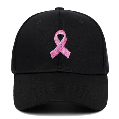 Breast Cancer Awareness Pink Ribbon Unisex Summer Outdoor Sports Hat Embroidered Scarf Pattern Structured Baseball Cap Wholesale