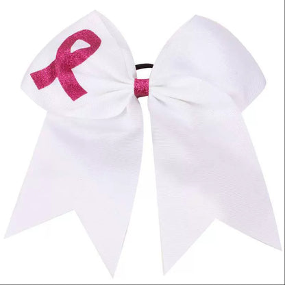 Breast Cancer Awareness Cheer Bows Pink Ribbon 7 Inch Hair Band Elastic Scrunchies Cheerleading Hair Accessories for Teens Women