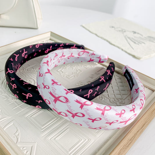 Breast Cancer Awareness Headband for Women Girls Pink Ribbon Hairband Ribbon Wide Hair Hoop Survivor Support Headwear Hair Accessories for Anti-Cancer Public Welfare Activities Supplies