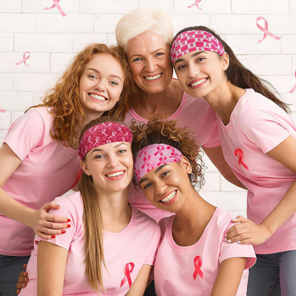 Breast Cancer Awareness Day Pink Ribbon Printed Scrunchies, Women's Multi-Use Sports/Yoga/Spa Headband Hair Accessories