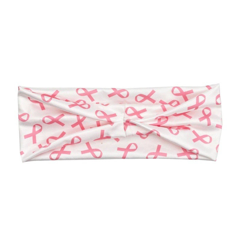 Breast Cancer Awareness Stretchy Headband for Women Girls Pink Ribbon Head Bandana Non-Slip Knotted Headbands Elastic Wide Cancer Survivor Sweatband Workout Sport Yoga Running Hair Accessories 3PCS