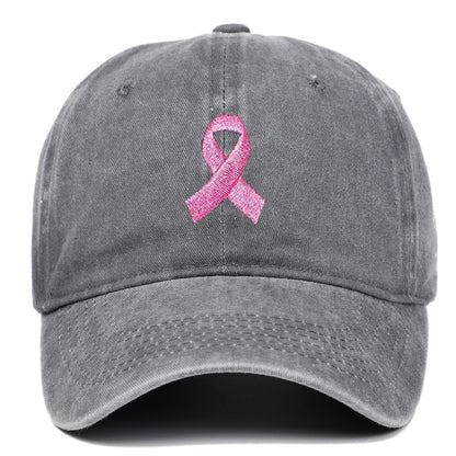 Breast Cancer Awareness Pink Ribbon Embroidered Baseball Cap, Washed Cotton Snapback, Unisex Outdoor Casual Adjustable Sun Hat Hair Accessories