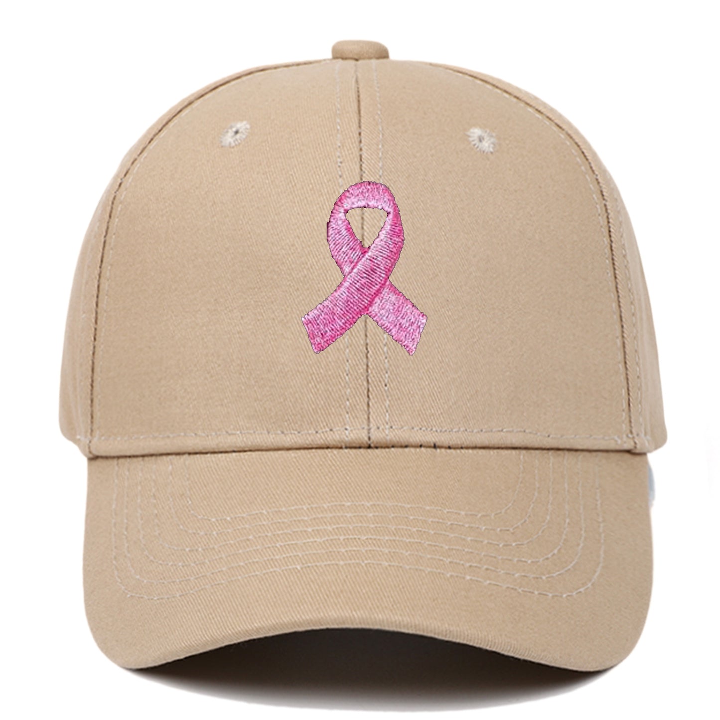 Breast Cancer Awareness Pink Ribbon Unisex Summer Outdoor Sports Hat Embroidered Scarf Pattern Structured Baseball Cap Wholesale