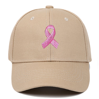 Breast Cancer Awareness Pink Ribbon Unisex Summer Outdoor Sports Hat Embroidered Scarf Pattern Structured Baseball Cap Wholesale