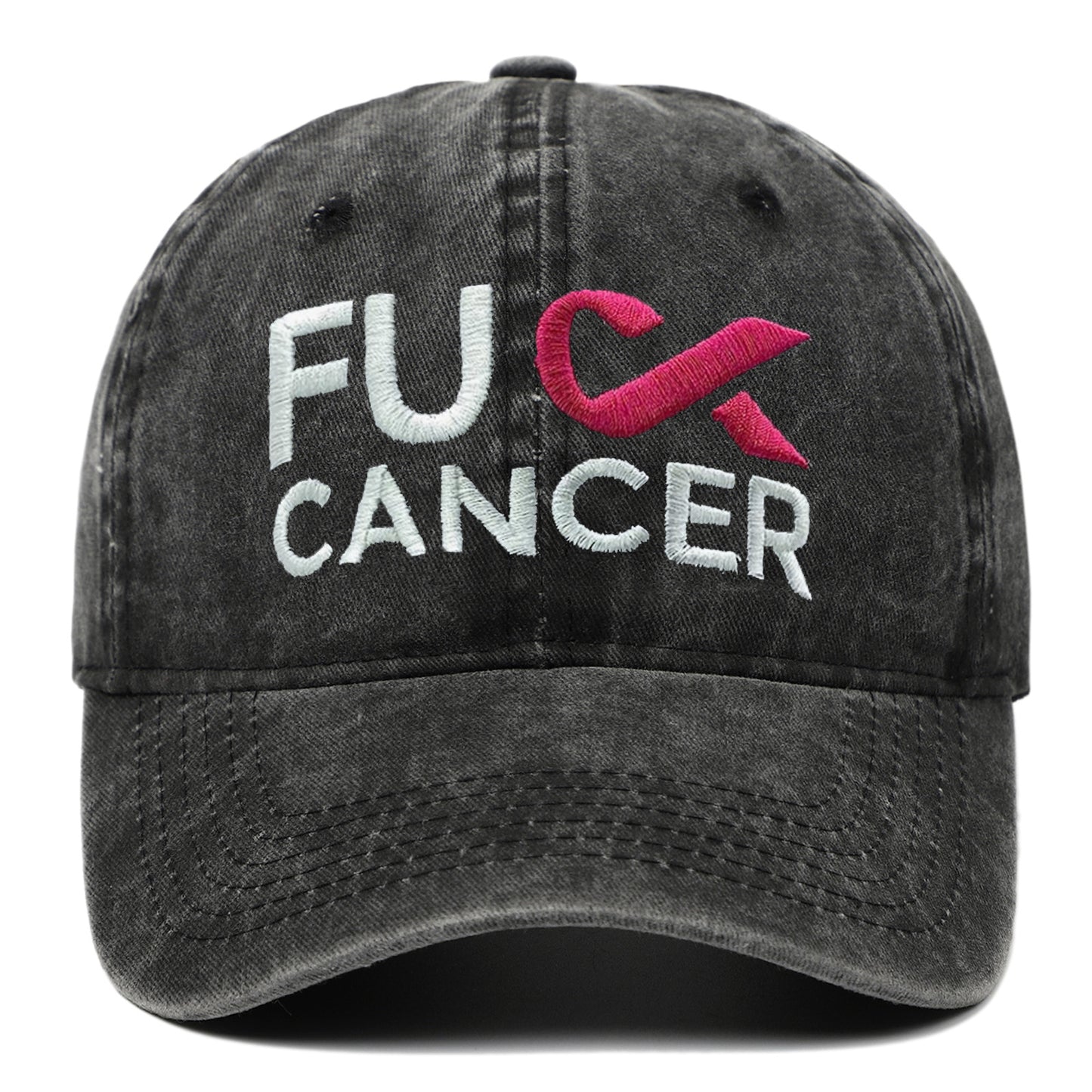 Breast Cancer Awareness Pink Ribbon Embroidered FUCK CANCER 6-Panel Snapback Cap - Hip Hop Style with Lettering, for Basketball & Outdoor Sun Protection Hat