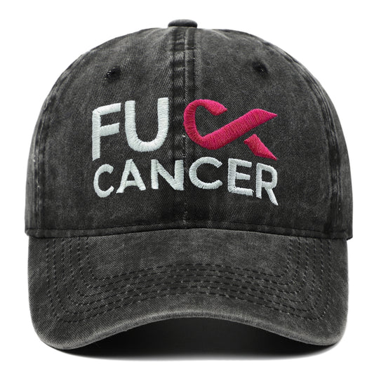 Breast Cancer Awareness Pink Ribbon Embroidered FUCK CANCER 6-Panel Snapback Cap - Hip Hop Style with Lettering, for Basketball & Outdoor Sun Protection Hat