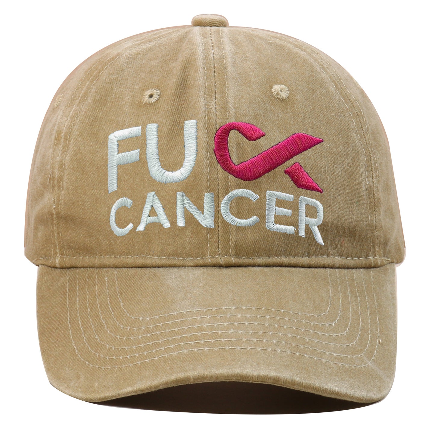 Breast Cancer Awareness Pink Ribbon Embroidered FUCK CANCER 6-Panel Snapback Cap - Hip Hop Style with Lettering, for Basketball & Outdoor Sun Protection Hat