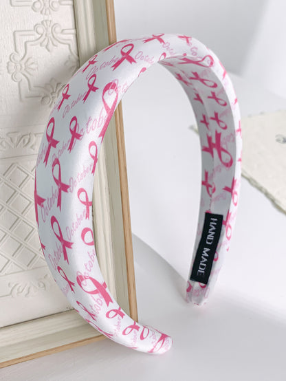 Breast Cancer Awareness Headband for Women Girls Pink Ribbon Hairband Ribbon Wide Hair Hoop Survivor Support Headwear Hair Accessories for Anti-Cancer Public Welfare Activities Supplies