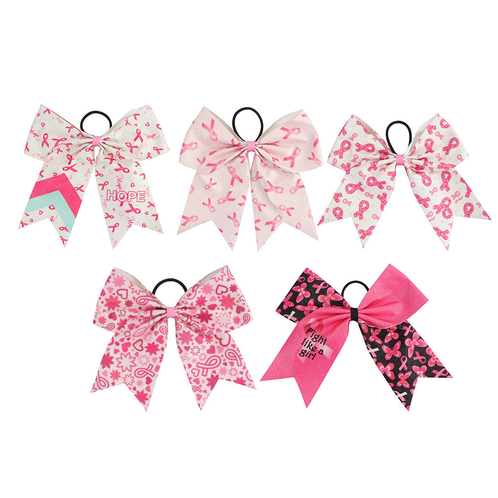 Breast Cancer Awareness Leather Hair Ties and Pink Ribbon Hair Accessories for Charity Events & Festivals Wholesale MOQ 500pcs