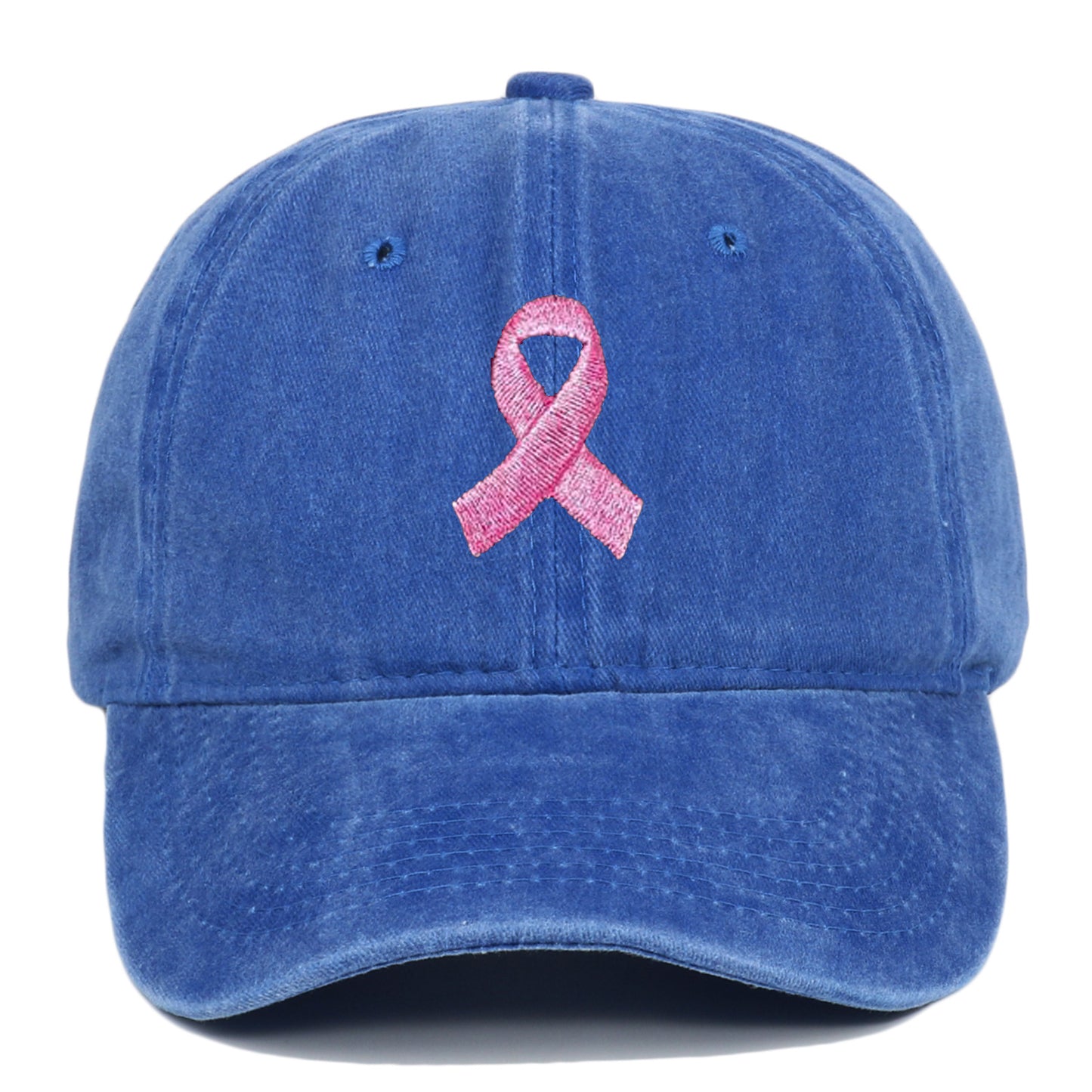 Breast Cancer Awareness Pink Ribbon Embroidered Baseball Cap, Washed Cotton Snapback, Unisex Outdoor Casual Adjustable Sun Hat Hair Accessories