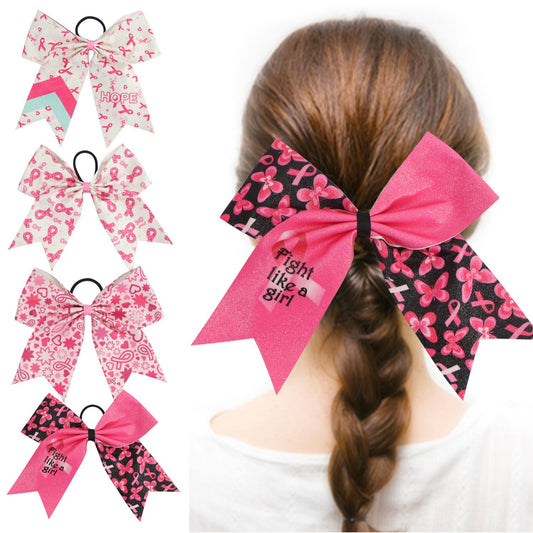 Breast Cancer Awareness Leather Hair Ties and Pink Ribbon Hair Accessories for Charity Events & Festivals Wholesale MOQ 500pcs
