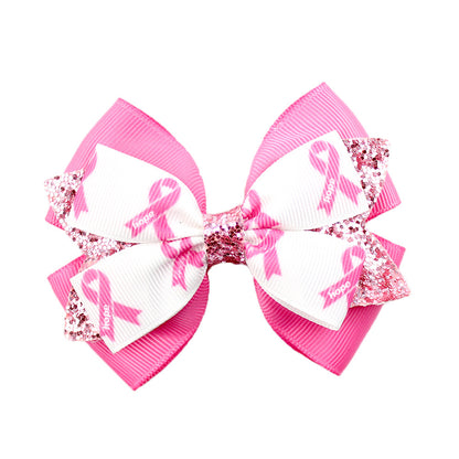 Breast Cancer Awareness Hair Ties for Women Girl Glitter Pink Ribbon Ponytail Holders Hair Accessories Elastic Hair Bands Ropes for Party Fundraising Event