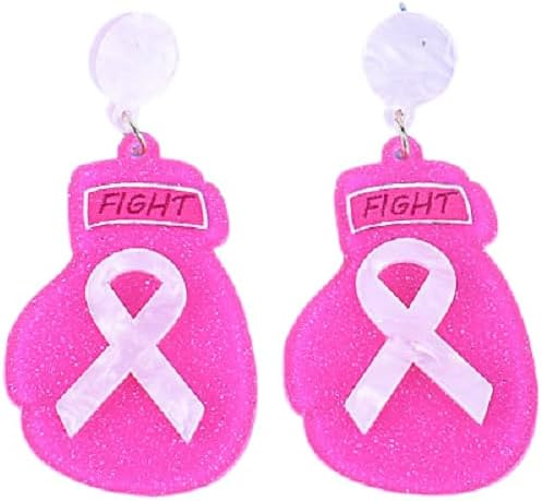 Pink Ribbon Breast Cancer Awareness Drop Earrings for Women