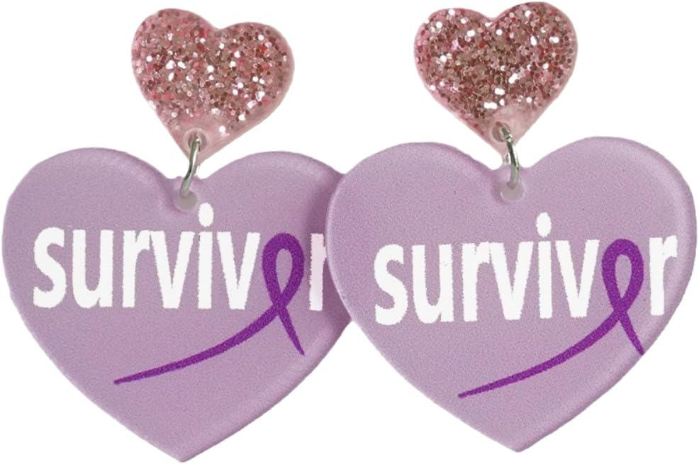Pink Ribbon Breast Cancer Awareness Drop Earrings for Women
