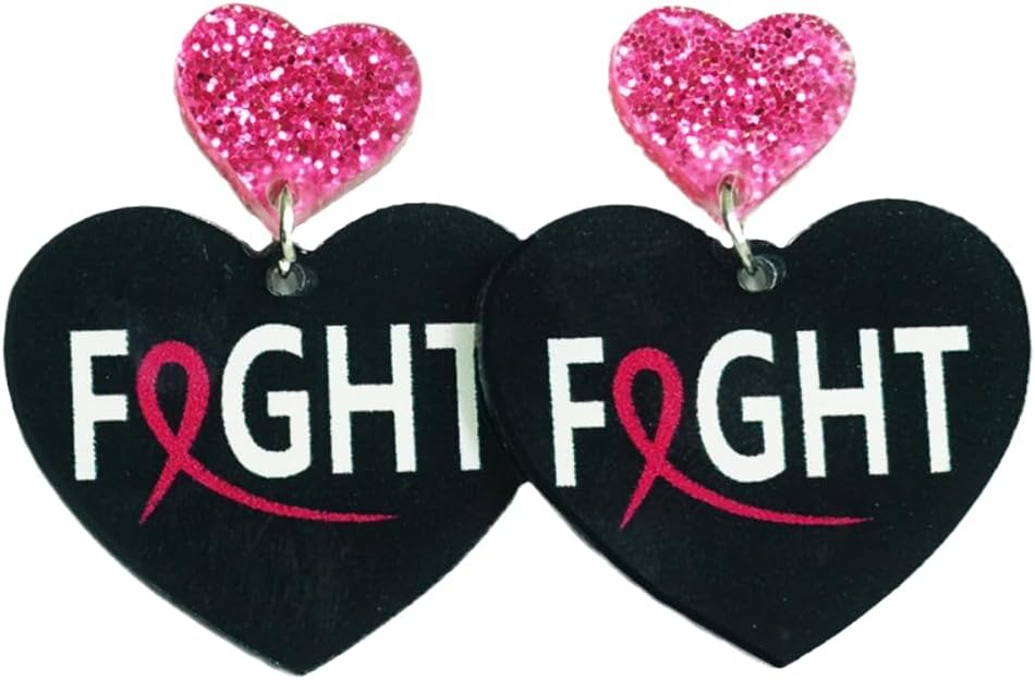 Pink Ribbon Breast Cancer Awareness Drop Earrings for Women