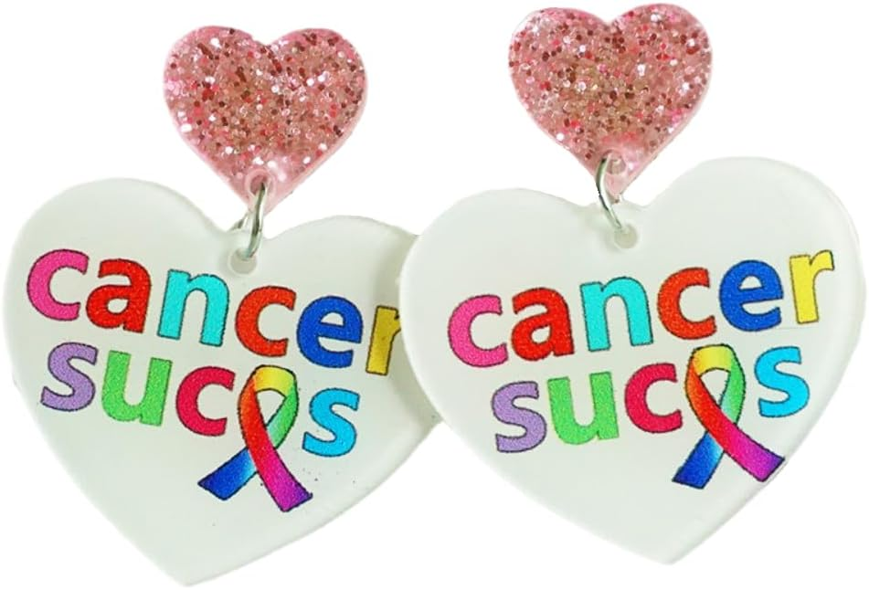 Pink Ribbon Breast Cancer Awareness Drop Earrings for Women