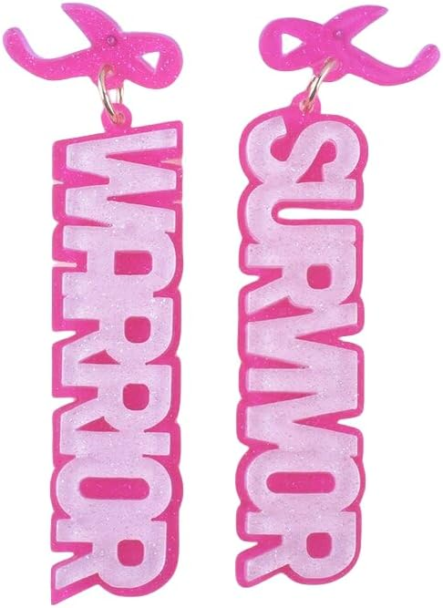 Pink Ribbon Breast Cancer Awareness Drop Earrings for Women