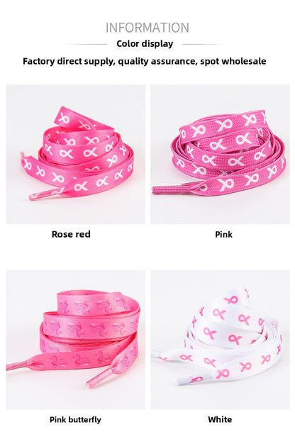 Breast Cancer Awareness Shoelaces 120cm Pink Ribbon Shoelace For Runners And Marathons Athletic Strings Sneaker Tennis Sneaker Pack Of 10pcs Wholesale