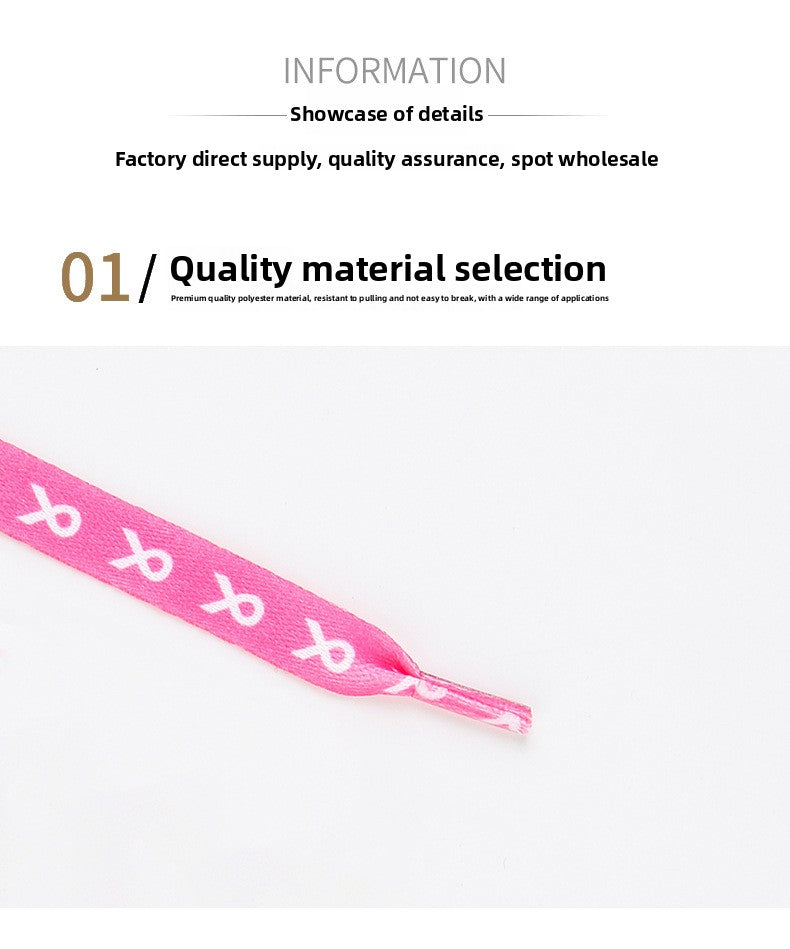 Breast Cancer Awareness Shoelaces 120cm Pink Ribbon Shoelace For Runners And Marathons Athletic Strings Sneaker Tennis Sneaker Pack Of 10pcs Wholesale